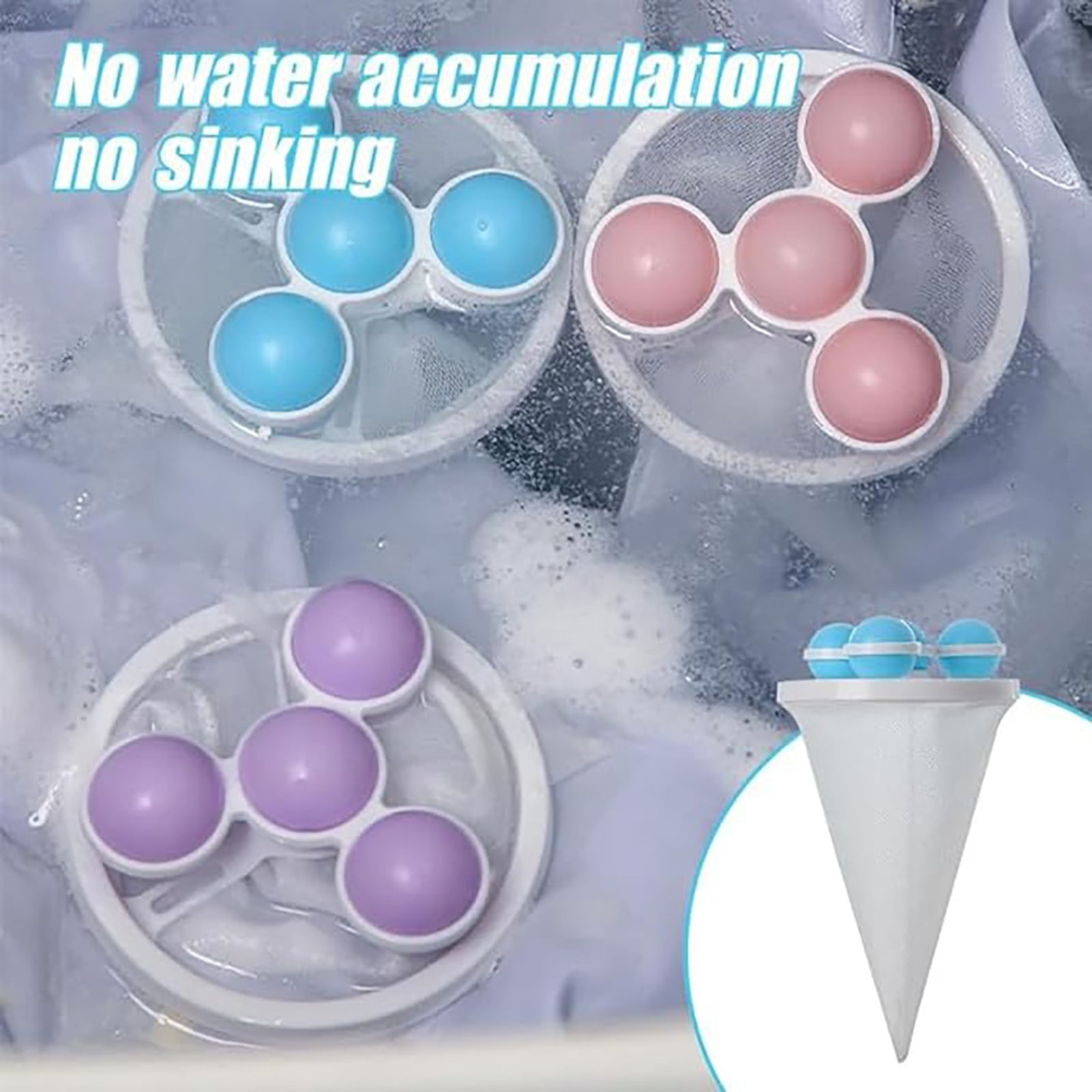 MOPOOR New Floating Laundry Hair Filter, Reusable Washing Machine Lint Catcher, Pet Hair Remover Mesh Bag, Cat and Dog Hair Trap for Laundry, Washer Hair Collector Tool, Floating Lint Filter