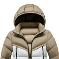 thumbnail image 2 of ZUKMRJPC Mens Puffer Jacket Windproof Winter Warm Thicken Hooded Coat Full Zip Patchwork Fluffy Padded Jacket with Pocket for Outdoor Sport, 2 of 4