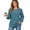 Blue, variant on HIOK 2026 Crewneck Sweatshirt with Cable-Knit Patchwork Sleeves, Lightweight Loose-Fit Tunic for Casual Winter Layering