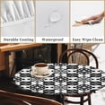 thumbnail image 4 of Round Fitted Tablecloth with Elastic Edge Design Table Cover Waterproof Stain-Resistant Wipeable Table Cloth Best for 38"-42" Round Tables for Outdoor Indoor Floral Geometry, 4 of 4
