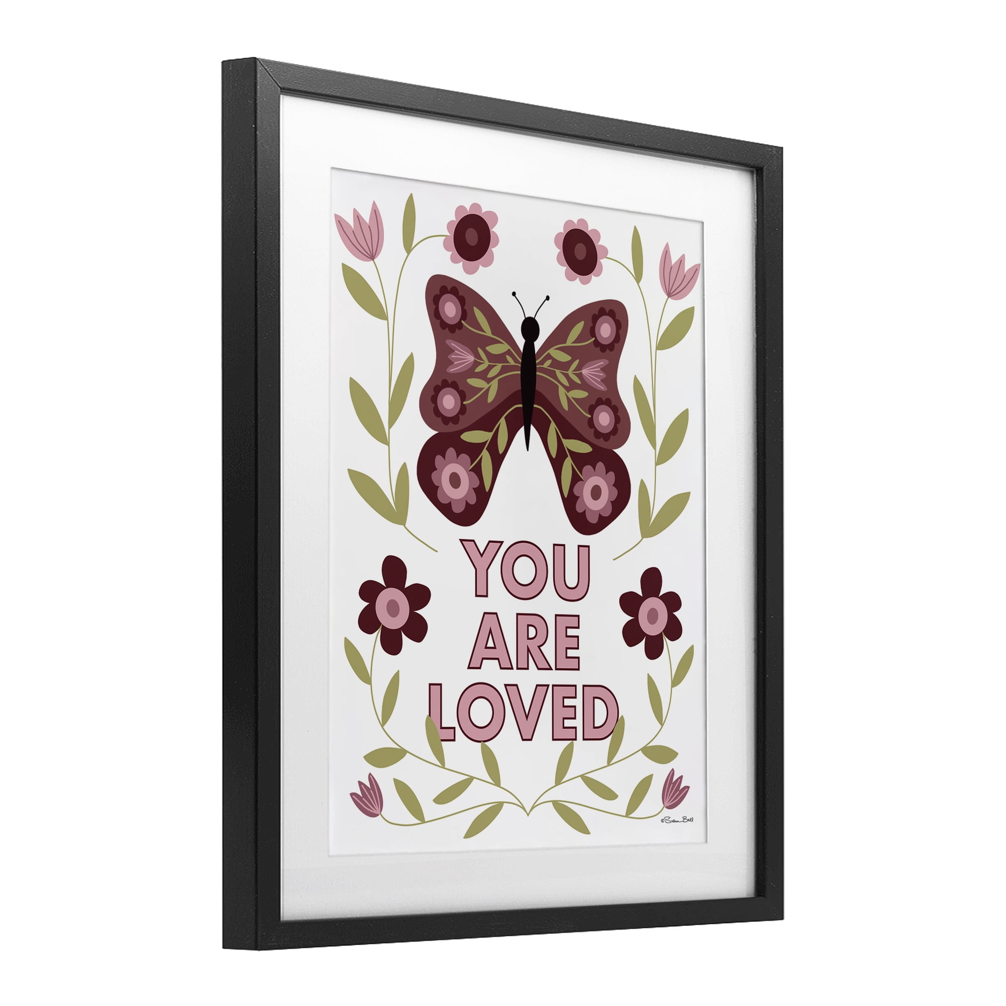 Stupell Industries You Are Loved Symmetrical Black Framed Print Under Glass, design by Susan Ball
