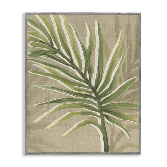 Stupell Industries Bohemian Natural Curved Palm Leaf Gray Framed Giclee Art, 11 x 14, by June Erica Vess