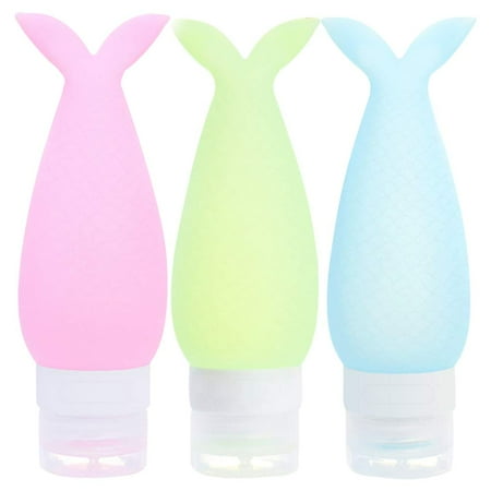 

3pcs Empty Cosmetic Bottles Fishtail Shaped Refillable Silicone Tubes Bottles Squeeze Lotion Bottles with Flip Cap for Home Outdoor 90ml Pink Light Blue Light Green AAD-1907