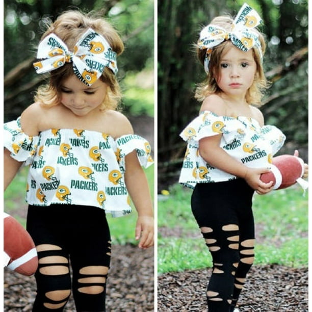 Stylish Baby Kids Girls Off Shoulder Tops Ripped Leggings Pants 3PCS  Outfits Set