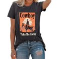 thumbnail image 3 of Hauts d'Été pour Femmes Chemise de Pyjama Blouse Cowboy Take Me Chemise pour Femmes Western Cowboy Vintage T-Shirts Graphiques Hauts Cheval pour Femmes, 3 of 4