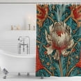 thumbnail image 2 of William Morris Plant Floral Shower Curtain Set - Small 36" x 72" Washable Bathtub Curtain with 12 Hooks, Retro Lotus Flower Leaves Waterproof Fabric Stall Shower Curtains for Bathroom/Bathtub Décor, 2 of 6