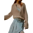 thumbnail image 1 of FAROOT Women Cropped Sweaters Casual Solid Color Knitted Button up Cardigans, 1 of 7