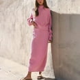 thumbnail image 2 of JHLZHS Robe d'Invité de Mariage Femmes Ensemble Jupe Chandail 2 Pcs Tenues Col Manches Longues Tricot Maxi Longue Jupe Ensembles Survêtement Robe de Collation des Grades Robes Midi pour Femmes, 2 of 5