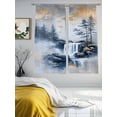 thumbnail image 4 of Navy Blue Mountain Semi Sheer Window Curtains 72 Inches Long, Modern Abstract Art Tree Rod Pocket Voile Silky Chiffon Curtain Light Filtering Drapes for Living Room, Kitchen, 52"x72", 2 Panels, 4 of 9