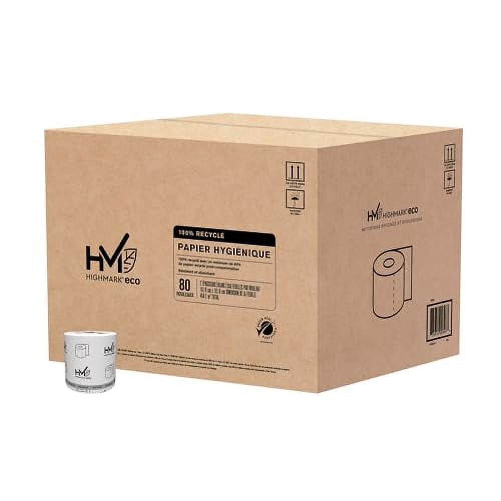 Highmark® 2-Ply Bathroom Tissue, 100% Recycled, White, 550 Sheets Per Roll, Case Of 80 Rolls
