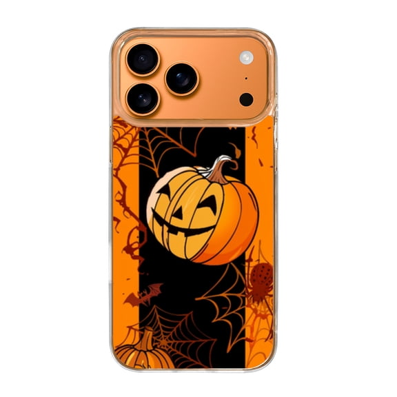 Case For Apple iPhone Air / 17 Pro / 17 Pro Max Series Case, Slim Thin Transparent Flexible Clear TPU Shockproof Phone Case For iPhone 17 Series, Halloween Pumpkins Cobweb (7)
