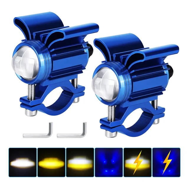 Par Faros Auxiliares Led Para Auto Moto De Luz Azul 2pcs