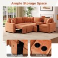 thumbnail image 4 of 120.5 "L-shaped Convertible Sofa Bed with Pull Out Bed and Cup Holders, Modular Sectional Sofa with Durable Suede, for Apartment, Living Room, Orange, 4 of 9