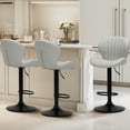 thumbnail image 6 of EOP Swivel Bar Stools Set of 2, Modern Upholstered Adjustable Height Counter Stools with Footrest, Faux Leather Upholstered BarStools with Metal Frame, Bar Chairs with Backrest, Gray, 6 of 10