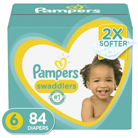 Pampers Swaddlers Diapers, Soft and Absorbent, Size 6, 84 ct - Walmart ...