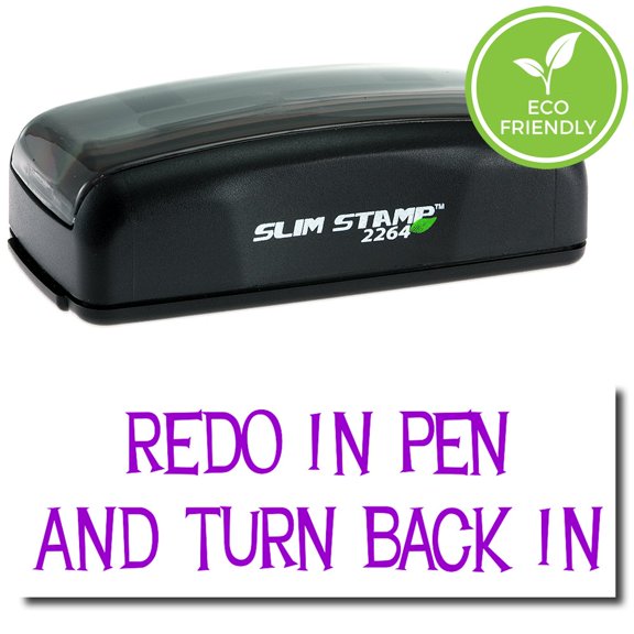 Large Pre-Inked Redo In Pencil And Turn Back In Stamp with Green Ink