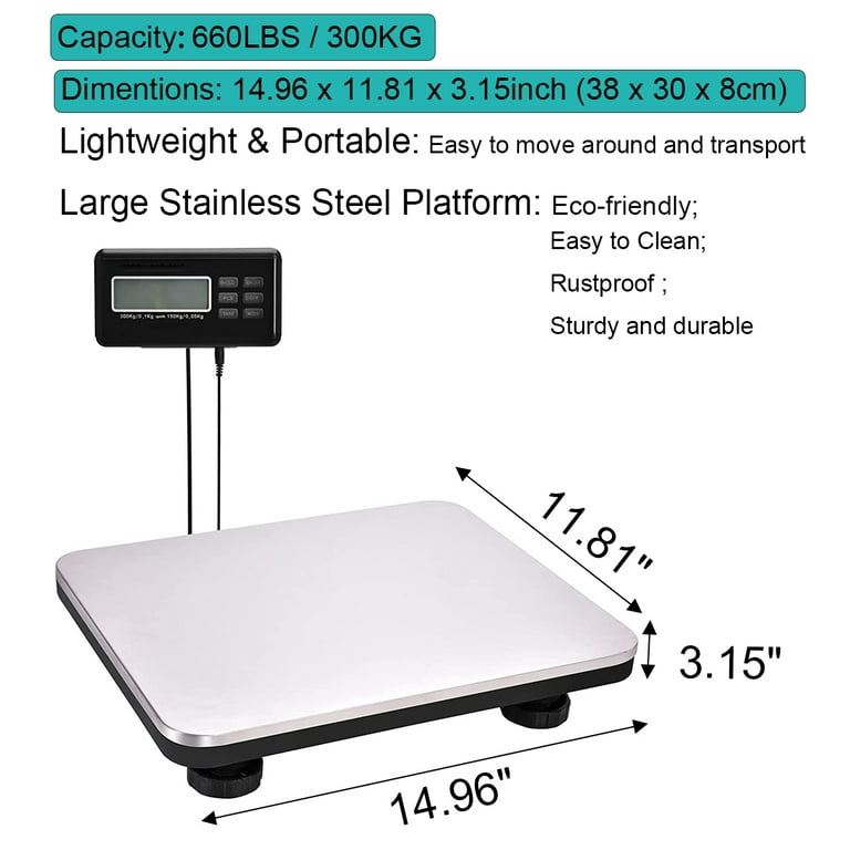 660lb/0.2 300kg Weight Computing Digital Scale Non-slip Platform Shipping  Postal