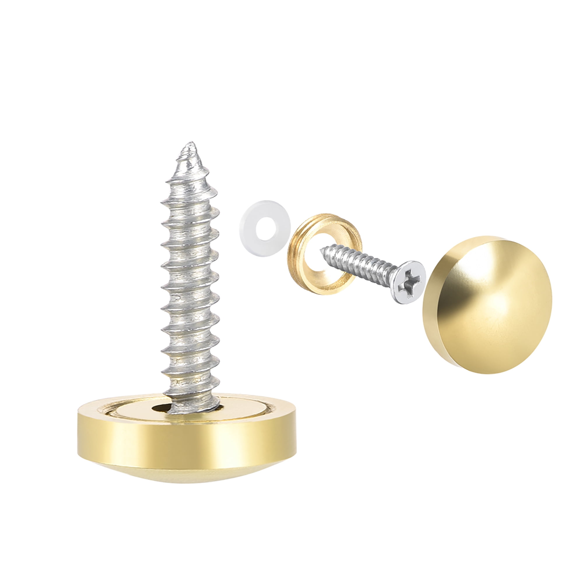Mirror Screws Decorative Caps Cover Nails Polished Gold 14mm 8Pcs