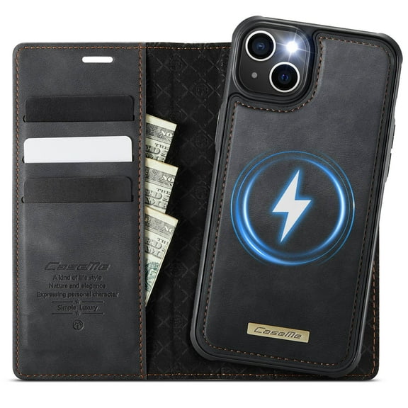 Magnetic 2 in 1 Magsafe Detachable Wallet Case for iPhone 14 with Card Holder Women Men, Retro PU Leather【RFID Blocking】Kickstand Shockproof Cover