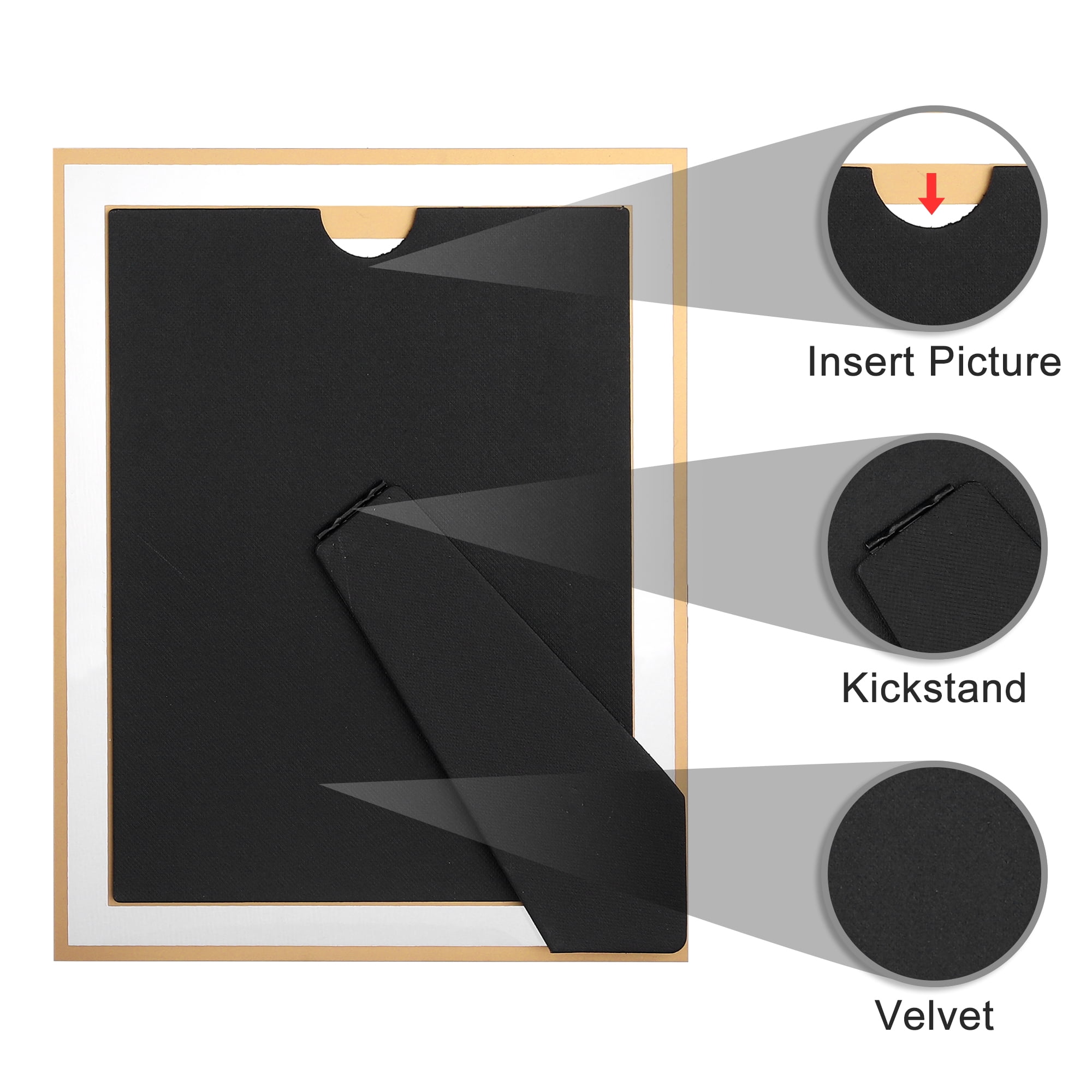 Unique Bargains Glass Picture Frame for Tabletop Display for Classy Home Decor Gold -2Pcs 5x7