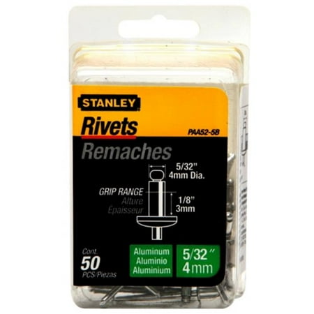 

Stanley Hand Tools 50 Pack .16in. X .13in. Aluminum Grip Rivets PAA52-5B