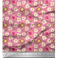 thumbnail image 1 of Soimoi Pink Cotton Voile Fabric Omlet & Bread Slice Food Printed Craft Fabric by the Yard 56 Inch Wide, 1 of 3
