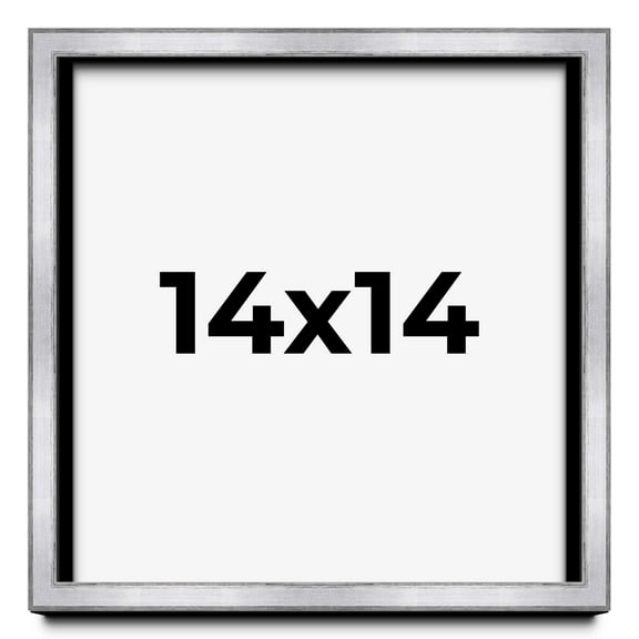 14x14 Shadow Box Frame Silver | 1.375 Inches Deep Real Wood Contemporary Shadowbox Display Frame |