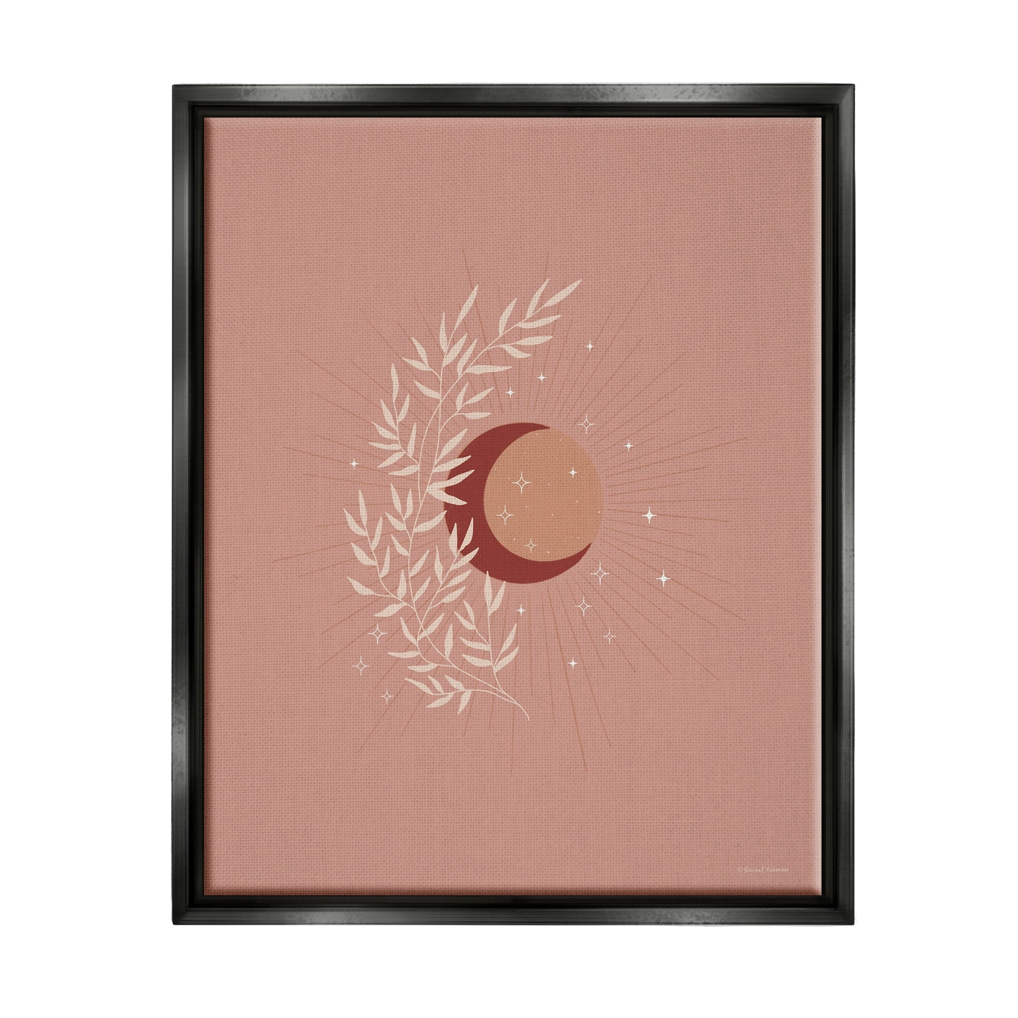 Stupell Industries Boho Herb Botanicals Astral Starry Sun & Moon Graphic Art Jet Black Floating Framed Canvas Print Wall Art, Design by Rachel Nieman