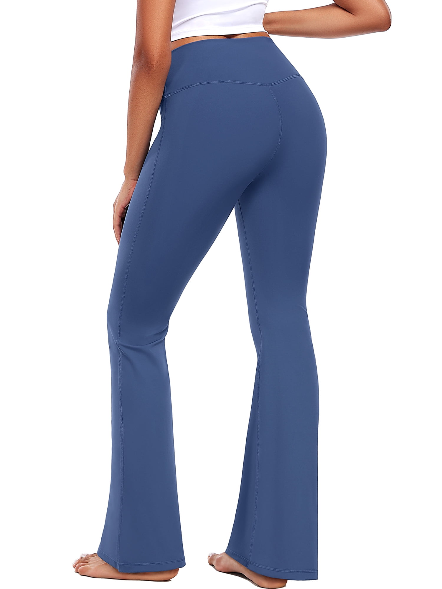 NELEUS ButterSoftFlex Womens Flare Leggings Athletic Yoga Workout Pants Bootcut High Waist with Waistband Pocket,Blue,US Size S