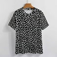 thumbnail image 3 of Leopard Print Pattern Womens Tops Women's Fashion Casual Short Sleeve Flower Print Round Neck Pullover Top Blouse, 3 of 6