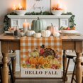 thumbnail image 2 of Fall Table Runner Thanksgiving Pumpkin Turkey Table Runners Sunflower Orange Plaid Hello Fall Cotton Linen Dresser Scarf Kitchen Dining Table Decor for Fall Holiday Party Decor 13x90 Inch, 2 of 9