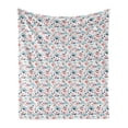 thumbnail image 1 of Valentine's Day Soft Flannel Fleece Blanket, Pattern of Continuous Flying Hearts Birds Love is in the Air, Cozy Plush for Indoor and Outdoor Use, 50" x 60", Blush and Pale Cadet Blue, by Ambesonne, 1 of 5