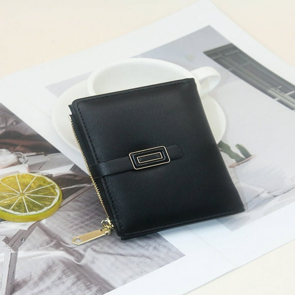 JUNWELL Fashionable Double-Fold Hardware Buckle Women‘s Wallet With Multiple Card Slots And Side Zipper