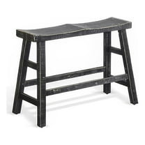 Rena Counter Height Bench- 33 Inch Rustic Black Mahogany Wood Frame