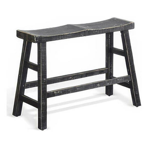 Rena Counter Height Bench- 33 Inch Rustic Black Mahogany Wood Frame