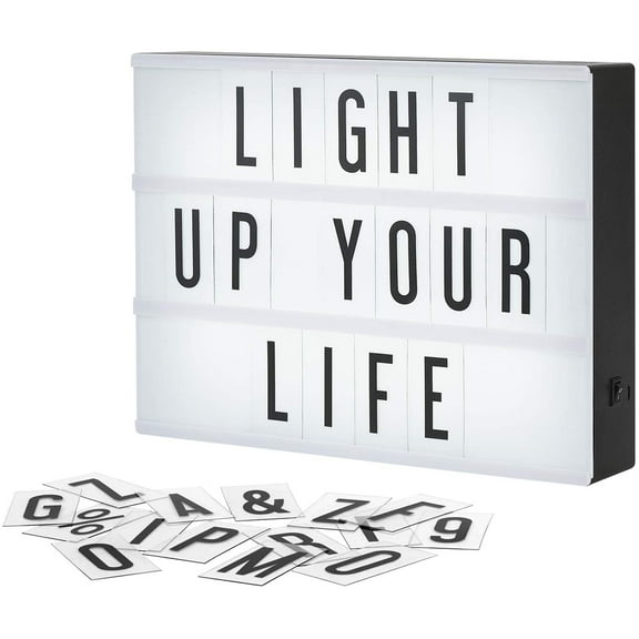 DIY Letters LightBox Cool White LED Marquee Light Box with 96 Letters & Numbers USB and Built-in Storage A4 Size to Create Your Own Sign With Classic for Cinematic Wedding