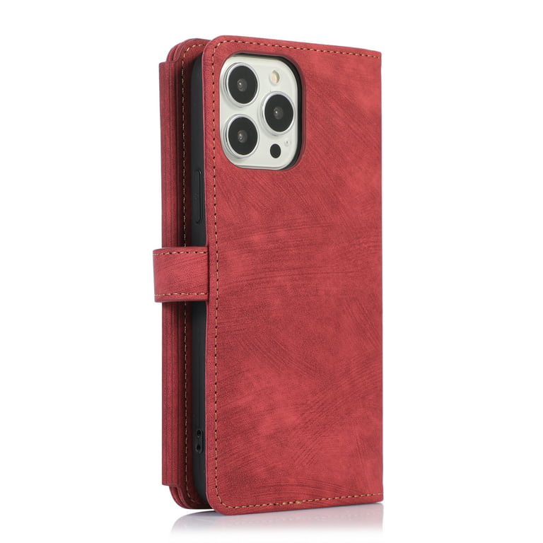 PORTER RILEY - Leather Case for iPhone 13 (6.1). Premium Genuine Leather  Stand/Cover/Wallet/Flip Case 