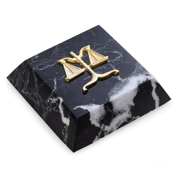 Black "Zebra" Marble Paperweight with Gold Plated "Legal" Emblem.
