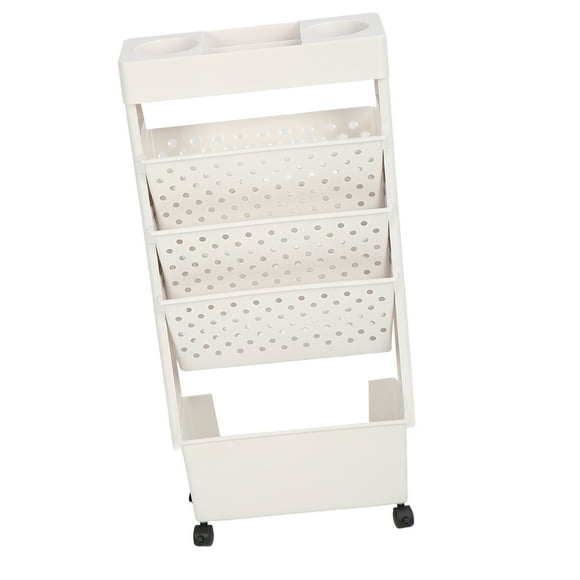 Removable Bookcase, Mobile Bookshelf Rotatable Saving Space White Multilayer Plastic Dual Access For Offices For Classrooms