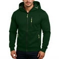 thumbnail image 2 of Zip up Hoodie Men - Men's Sweat Jacket Zip Hoodie with Oversized Design, Hooded Jacket for Casual and Outdoor Use​ Dark Green L, 2 of 4