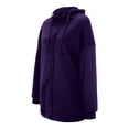 thumbnail image 5 of Plus Size Sweatshirts for Women Casual Zip Up Hoodies Tunic Long Jacket Outerwear with Pockets Purple S, 5 of 6