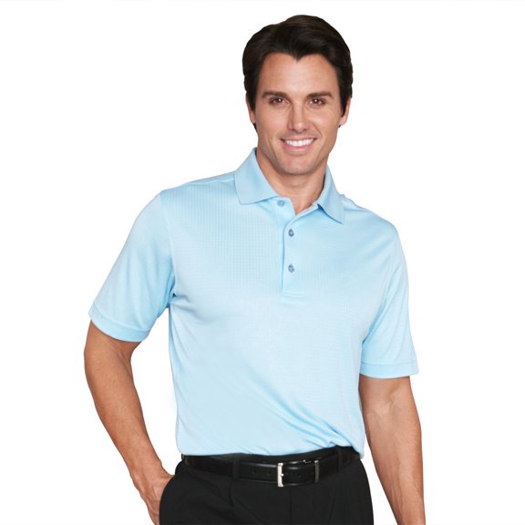 Monterey Club Men's Micro Checker Texture Solid Golf Polo Shirt #1082