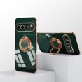thumbnail image 5 of Case Compatible with Google Pixel 9 Pro, with Ring Holder Plating Kickstand Cover Slim Soft Flexible TPU Protective Shock-Absorbing Phone Cases for Women for Google Pixel 9 Pro - Darkgreen, 5 of 6