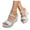 White, variant on Women Open Toe Wedge Slide Sandals, Polka Dot Canvas Upper Fixed Double Strap Slip On Platform Sandals