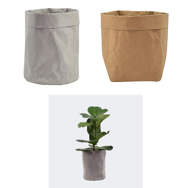 Bolsa de papel Kraft lavable de 2 piezas, s de plantas , bolsa de decoración de almacenamiento en el hogar reutilizable Macarena Bolsas de papel Kraft lavables