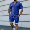 thumbnail image 2 of SnZhen Button up Shirt Men's Solid Color Lapel Button Short Sleeve Shorts Cardigan Sport Suit Short Sleeve Turndown Collar Set, 2 of 6