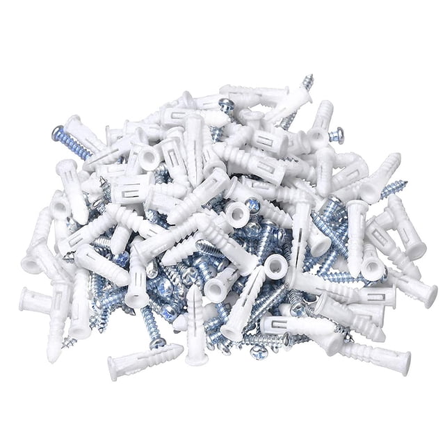 Anclajes de pared HangDone acanalados #8 - #10 de 2,54 cm con tornillos, paquete de 100