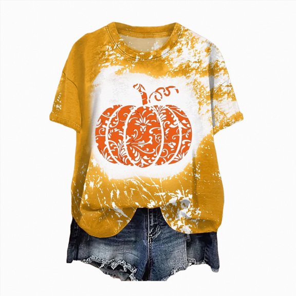 Dagaeig Halloween Womens Shirt Cute Ghost Shirt Fall Pumpkin Tshirt Graphic Tees Casual Long Sleeve Tops|Yellow S