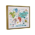 thumbnail image 3 of Stupell Industries Native Animals World Map Educational Wildlife Atlas Graphic Art Metallic Gold Floating Framed Canvas Print Wall Art, Design by Lisa Whitebutton, 3 of 5