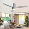 thumbnail image 2 of 52 Inch Flush Mount Ceiling Fan with Light and Remote Control,3 Blades,Dimmable Light,Reverse Airflow Gold with Black Blades(Light Kit Included) N/A, 2 of 5